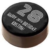 28th Birthday - Art Deco Inspired Look "28", Name Chocolate Covered Oreo (Angled)
