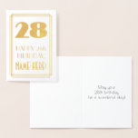 [ Thumbnail: 28th Birthday: Art Deco Inspired Look "28" & Name Foil Card ]