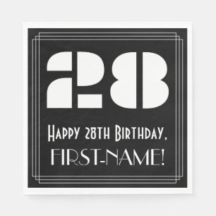 28th Birthday: Art Deco Inspired Look "28" + Name Napkins