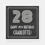 [ Thumbnail: 28th Birthday: Art Deco Inspired Look "28" + Name Napkins ]