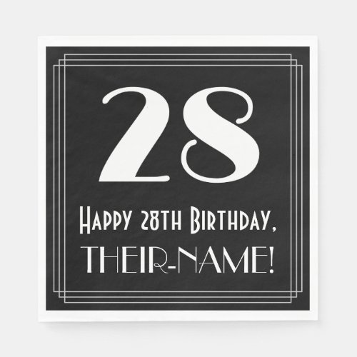 28th Birthday  Art Deco Inspired Look 28 Name Napkins