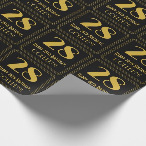 28th Birthday  Art Deco Inspired Look 28 Name Wrapping Paper