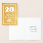 [ Thumbnail: 28th Birthday ~ Art Deco Style "28" & Custom Name Foil Card ]