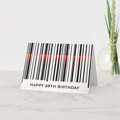 28th Birthday Barcode with Red Laser Card