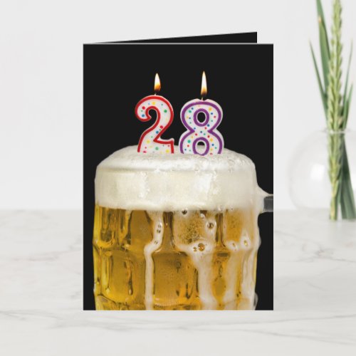 28th Birthday Beer on black Card