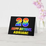 [ Thumbnail: 28th Birthday: Bold, Fun, Simple, Rainbow 28 Card ]