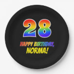 [ Thumbnail: 28th Birthday: Bold, Fun, Simple, Rainbow 28 Paper Plates ]