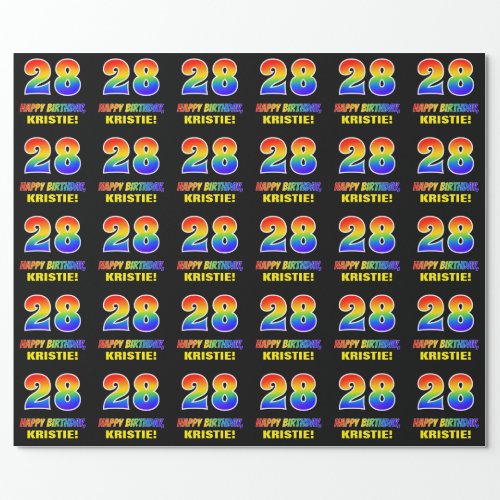 28th Birthday Bold Fun Simple Rainbow 28 Wrapping Paper
