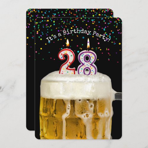 28th Birthday Candle Party Invitation