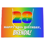 [ Thumbnail: 28th Birthday: Colorful, Fun Rainbow Pattern # 28 Gift Bag ]