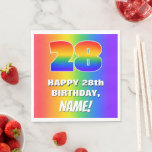 [ Thumbnail: 28th Birthday: Colorful, Fun Rainbow Pattern # 28 Napkins ]