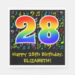 [ Thumbnail: 28th Birthday - Colorful Music Symbols, Rainbow 28 Napkins ]