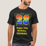 [ Thumbnail: 28th Birthday: Colorful Music Symbols, Rainbow 28 T-Shirt ]