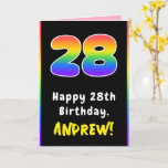 [ Thumbnail: 28th Birthday: Colorful Rainbow # 28, Custom Name Card ]
