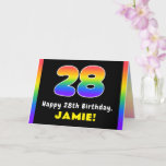 [ Thumbnail: 28th Birthday: Colorful Rainbow # 28, Custom Name Card ]