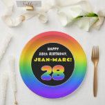 [ Thumbnail: 28th Birthday: Colorful Rainbow # 28, Custom Name Paper Plates ]