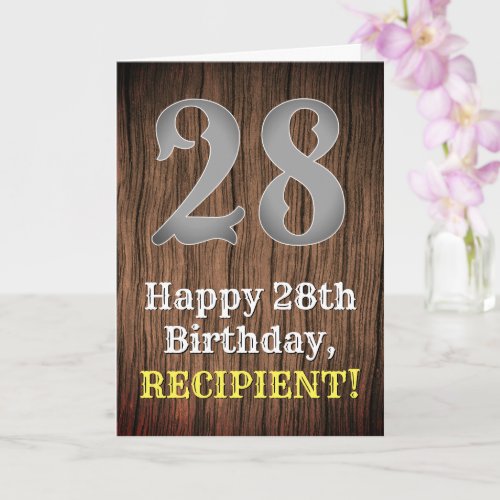 28th Birthday Country Western Inspired Look Name Card