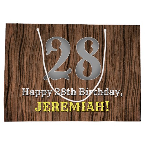 28th Birthday Country Western Inspired Look Name Large Gift Bag