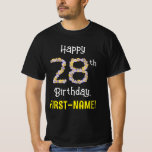 [ Thumbnail: 28th Birthday: Floral Flowers Number “28” + Name T-Shirt ]