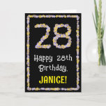 [ Thumbnail: 28th Birthday: Floral Flowers Number, Custom Name Card ]