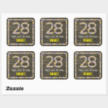 [ Thumbnail: 28th Birthday: Floral Number, Faux Wood Look, Name Sticker ]