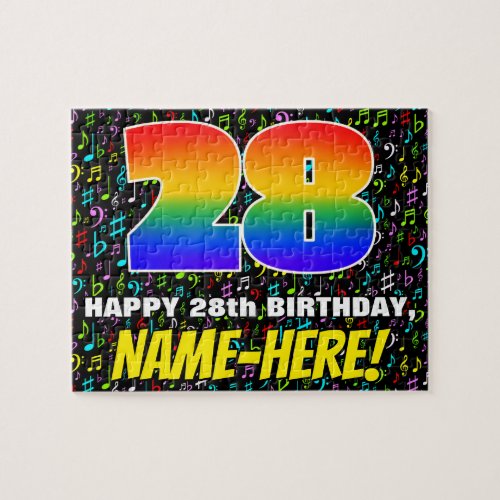 28th Birthday â Fun Colorful Music Symbols  âœ28â Jigsaw Puzzle