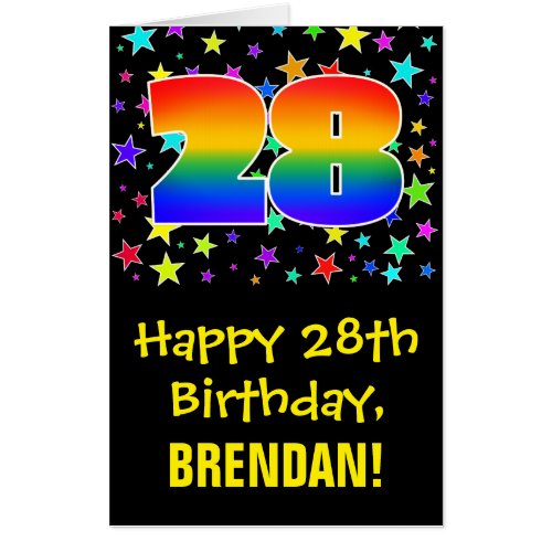 28th Birthday Fun Colorful Stars  Rainbow  28 Card