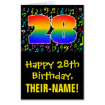 [ Thumbnail: 28th Birthday: Fun Music Symbols + Rainbow # 28 Card ]