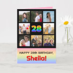 [ Thumbnail: 28th Birthday: Fun Rainbow #, Custom Photos + Name Card ]