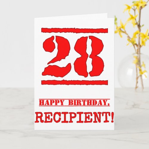 28th Birthday Fun Red Rubber Stamp Inspired Look Card