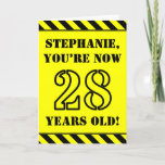 [ Thumbnail: 28th Birthday: Fun Stencil Style Text, Custom Name Card ]