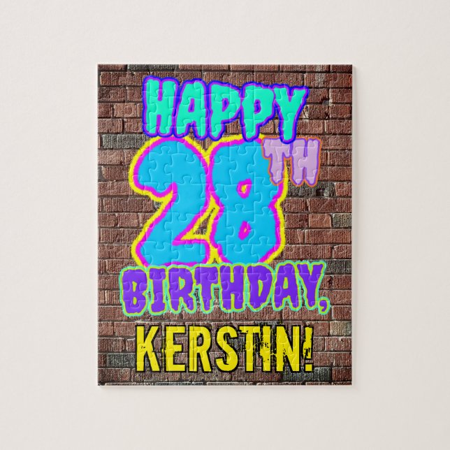 28th Birthday ~ Fun, Urban Graffiti Inspired Look Jigsaw Puzzle (Vertical)