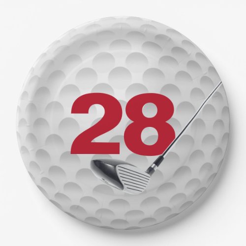 28th Birthday Golf Ball Design Paper Plate
