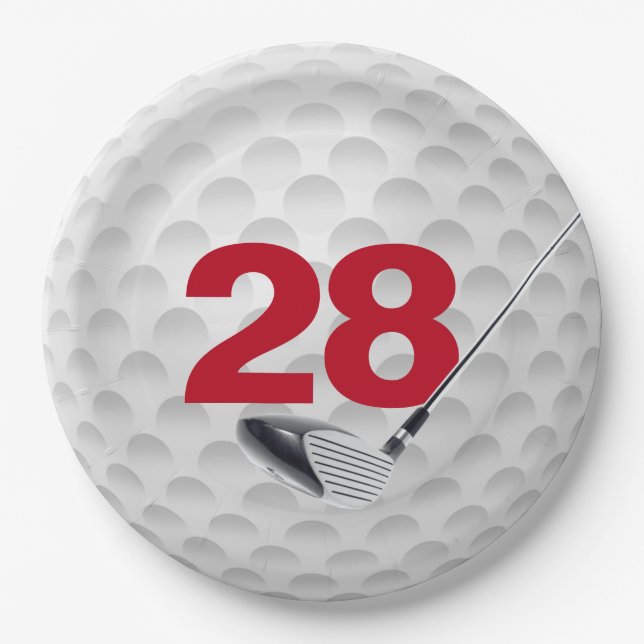 28th Birthday Golf Ball Design Paper Plate (Front)