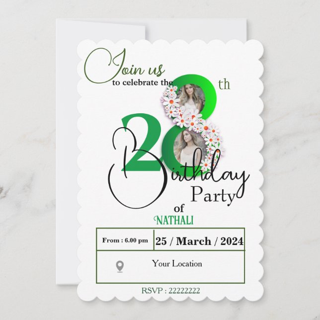  28th birthday invitation (Front)