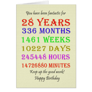28th Birthday Milestones Cards
