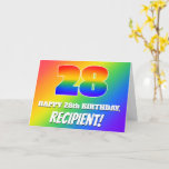 [ Thumbnail: 28th Birthday: Multicolored Rainbow Pattern # 28 Card ]