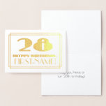 [ Thumbnail: 28th Birthday; Name + Art Deco Inspired Look "28" Foil Card ]