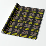 [ Thumbnail: 28th Birthday: Name & Faux Wood Grain Pattern "28" Wrapping Paper ]