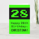 [ Thumbnail: 28th Birthday: Nerdy / Geeky Style "28" and Name Card ]