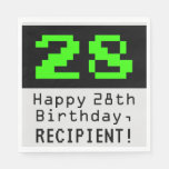 [ Thumbnail: 28th Birthday - Nerdy / Geeky Style "28" & Name Napkins ]