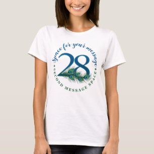 28th Birthday Or Anniversary Peacock Feathers T-Shirt