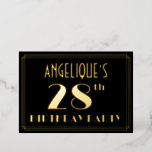 [ Thumbnail: 28th Birthday Party: Art Deco Look “28”, W/ Name Invitation ]