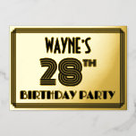 [ Thumbnail: 28th Birthday Party — Art Deco Style “28” & Name Invitation ]