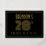 [ Thumbnail: 28th Birthday Party — Art Deco Style “28” + Name Invitation ]