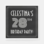 [ Thumbnail: 28th Birthday Party: Art Deco Style + Custom Name Napkins ]