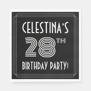 28th Birthday Party: Art Deco Style + Custom Name Napkins