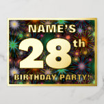 [ Thumbnail: 28th Birthday Party: Bold, Colorful Fireworks Look Postcard ]