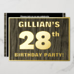 [ Thumbnail: 28th Birthday Party: Bold, Faux Wood Grain Pattern Invitation ]