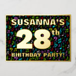 [ Thumbnail: 28th Birthday Party — Fun, Colorful Music Symbols Invitation ]